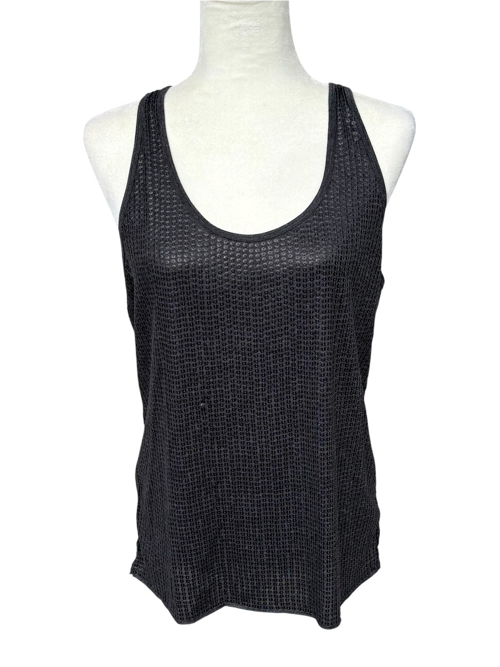 Vince Gray Sequined Open Knit Racerback Scoop Neck Tank Top Size M Medium